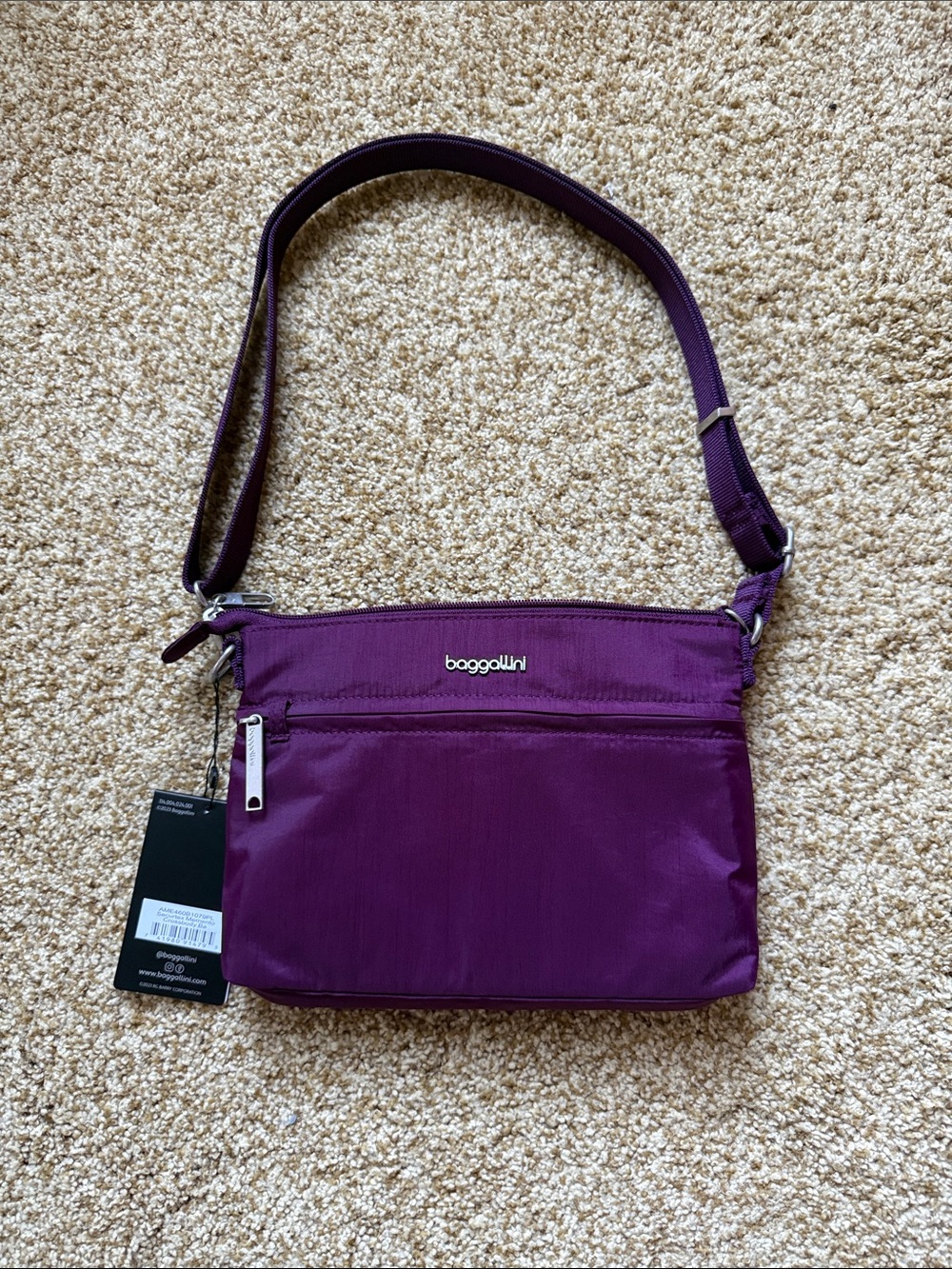 Baggallini Purple Crossbody Bag with Adjustable Strap